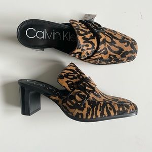 Calvin Klein Dacy Calf Hair Leopard Mules